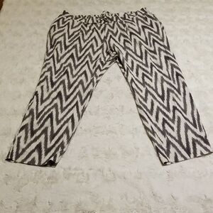 Womens Pants Chevron Print Pull On Size XL Black White Summer
